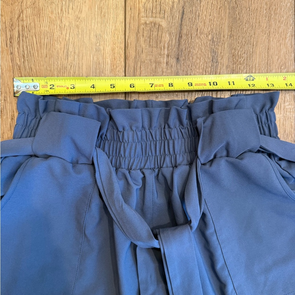 High Waist Paperbag Shorts Women’s Medium Blue Tie Waist Elastic Summer Casual - Picture 5 of 9